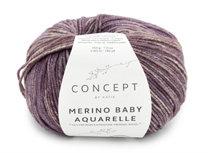 Merino baby aquarelle - brombær / camel